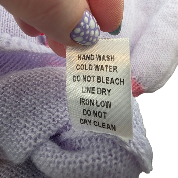 BiBi “Pop of Easter Eggs” Knit Sweater Size Small Pastel Lavender w/ Sequin Eggs - Picture 6 of 6